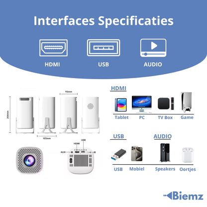 Biemz™ - 180° Draagbare Gaming Projector met WiFi